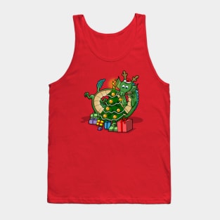 Christmas Anime Funny Dragon Christmas Tree Tank Top